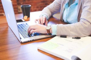 woman using a laptop