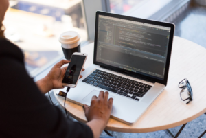 a person using a laptop